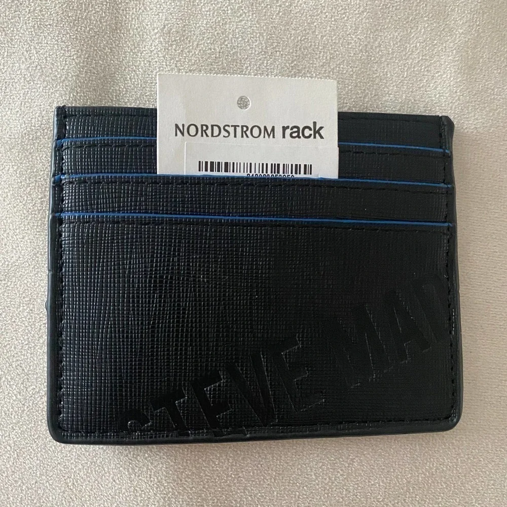 Steve Madden Men RFID Card Case Slim Wallet Black